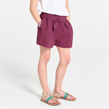 شورت مطرز بنفسجي سادة للفتيات